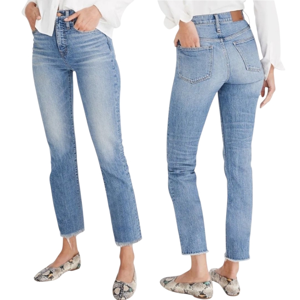 MADEWELL The Perfect Vintage Crop Jean Size 25 Light Wash Frayed Hem - Picture 2 of 13